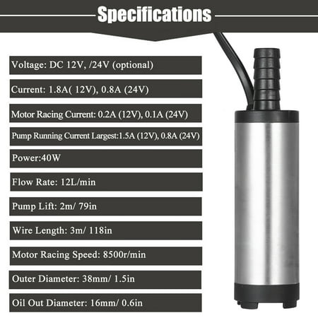 ROSEBEAR DC 24V Stainless Steel Submersible Pump for Water Diesel Oil Refueling Tool ROSEBEAR DC 24V Stainless Steel Submersible Pump for Water Diesel Oil Refueling Tool